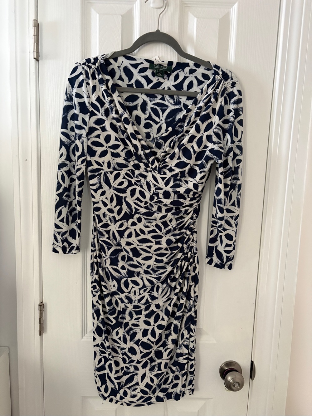 Lauren Ralph Lauren Dress Size 2P Petite Navy Ivory